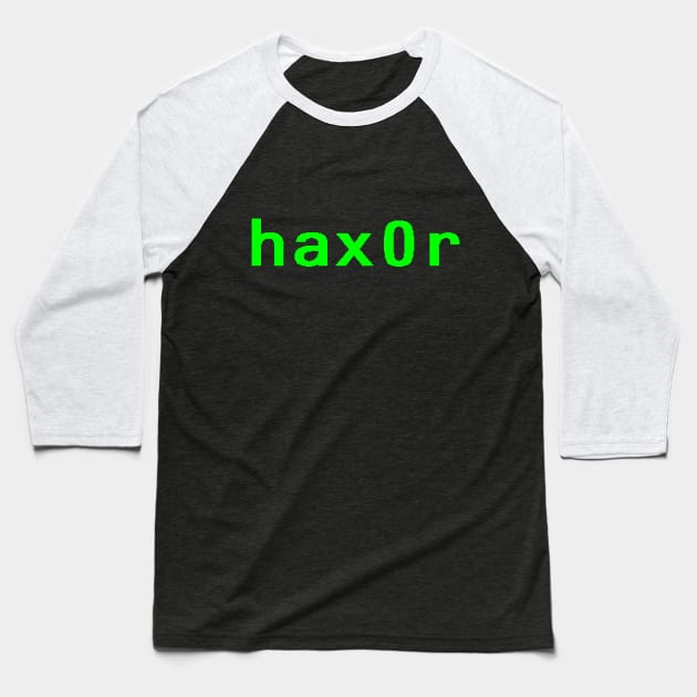 hax0r - Green Baseball T-Shirt by nyancrimew